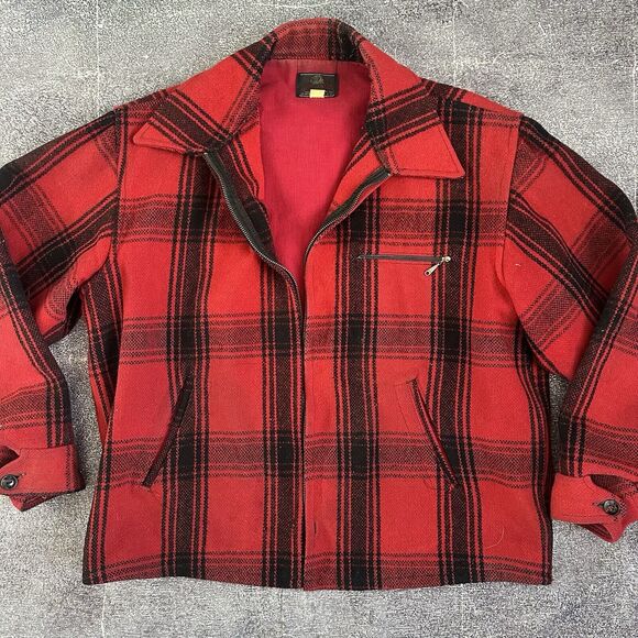 Men's Vintage 50s Johnson Wollen Mills Wool Detroit Hunting Mackinaw Jacket Sz L